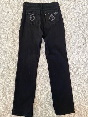 NYDJ Black Straight-Leg Jeans with Embellished Pockets Size 4 Like New